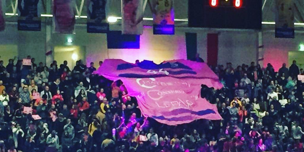 tifo , supporter , maillot géant , animation , coup d'envoi , signalétique sportive , tap tap , clap clap , nantes atlantique handball