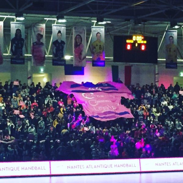 IMG_9985 tifo , supporter , maillot géant , animation , coup d'envoi , signalétique sportive , tap tap , clap clap , nantes atlantique handball